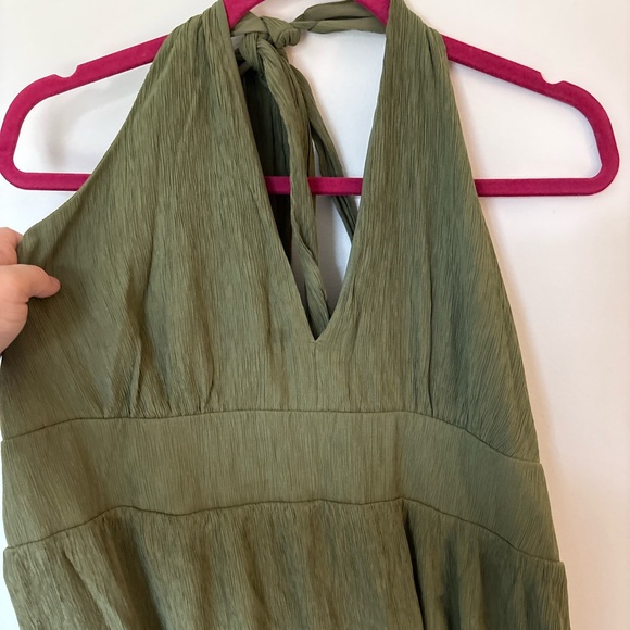 Abercrombie & Fitch X DeDe Raad Green Plunge Halter Maxi Dress - Picture 4 of 9